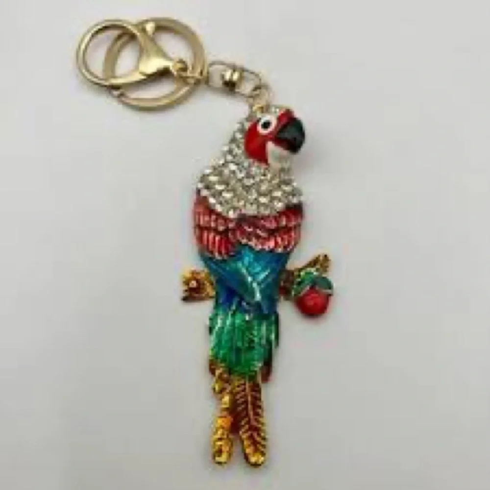 Colorful Parrot Rhinestone Bag Charm Keychain